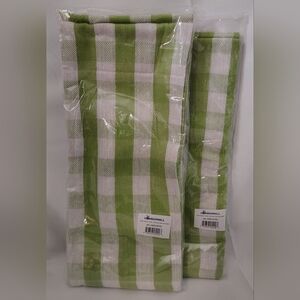👩‍🍳4pc. Cotton Kitchen Towels Lime Green/White Check 18" X 29"